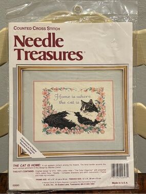 Needle Treasures Cross Stitch Kit THE CAT IS HOME 02693 Marilee Carroll 12”x9”